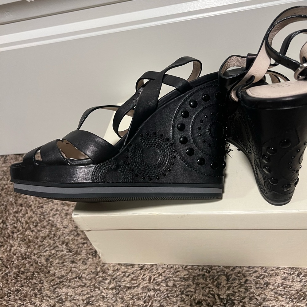 Coach Black Beveled Wedges size 10, worn one time all original packaging